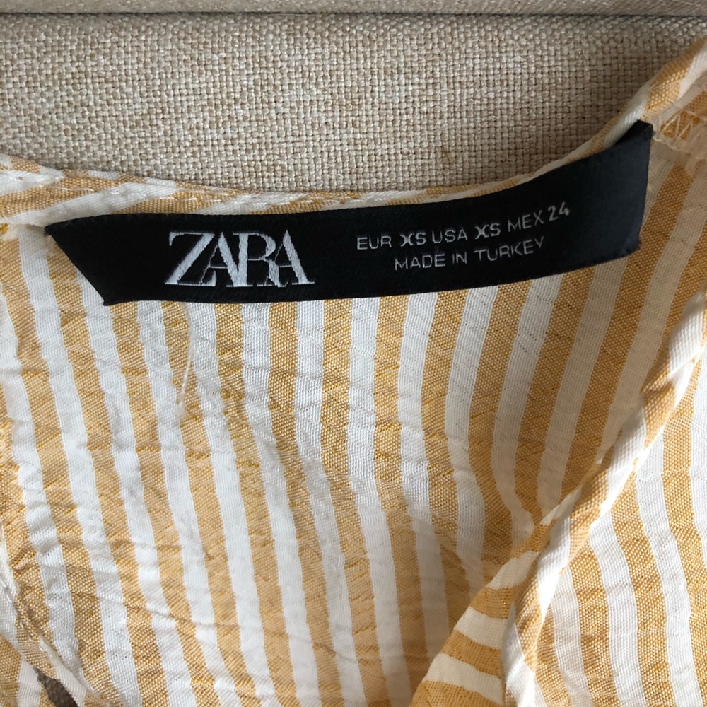 ZARA Crop Yellow Stripe Shirt